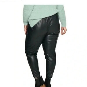 Sonoma x Denise Bidot Vegan Leather Leggings Plus Size 1X Black Pants Faux Moto